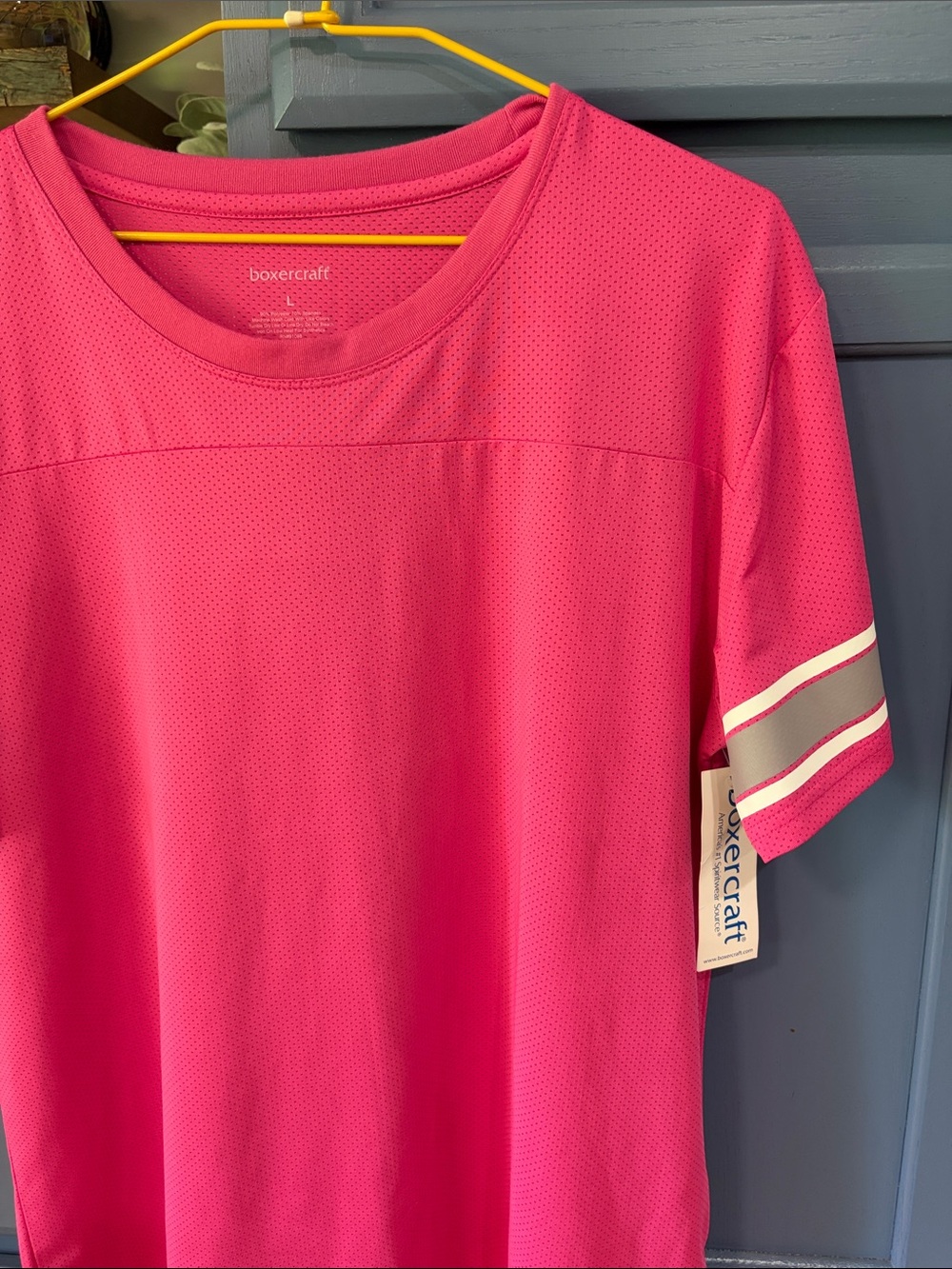 boxercraft Hot Pink Tee with Reflective Silver Stripes